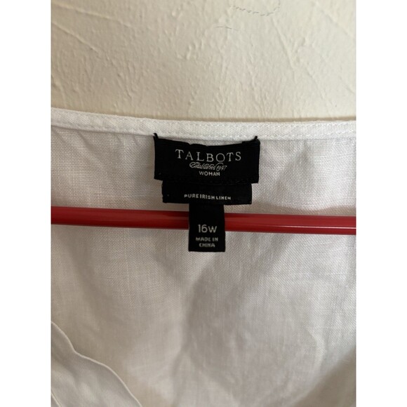 Talbots Irish Linen Women’s Button Down Shirt Size 16W Adjustable Wait Lagenlook - Picture 6 of 6
